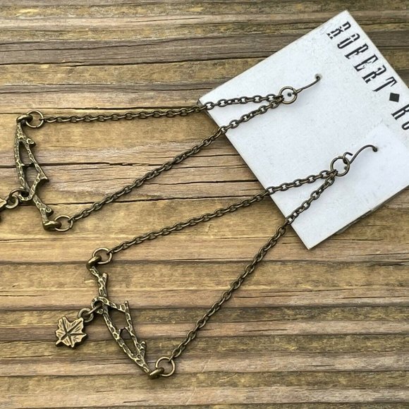 Robert Rose Women Necklace Vintage Style Bronze Tone Drop Down Earrings Jewelry - Picture 3 of 8